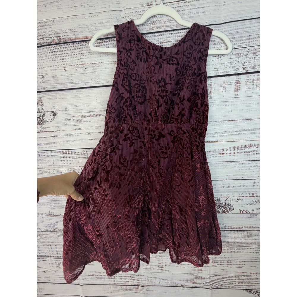 Free People Whimsigoth Plum Velvet Floral Dress - Picture 6 of 7